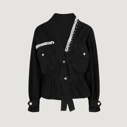 Elastic Waist Denim Jacket, Stylish