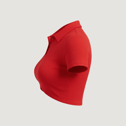 Comfortable Polo Ribbed Top