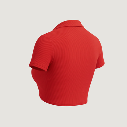 Comfortable Polo Ribbed Top