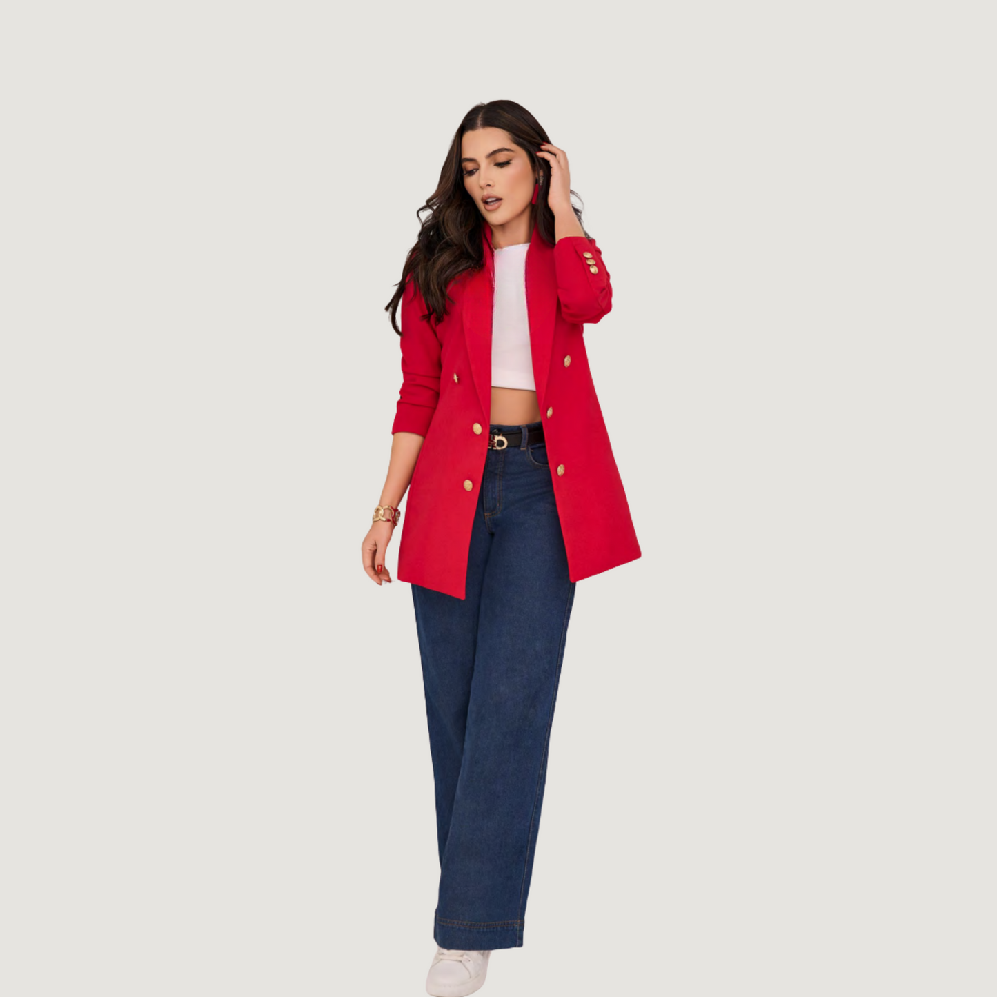 Chic Women’s Blazer, Gold Detail