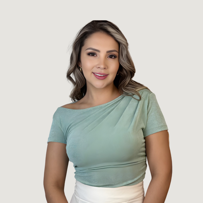 Boat Neck Asymmetric Ruched Top