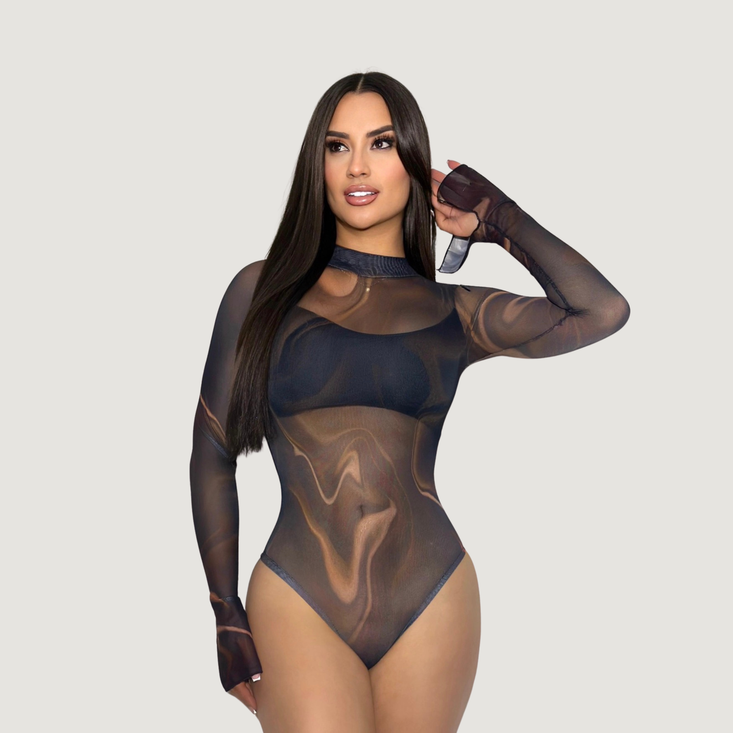 Bodysuits For Women - Mesh Bell Sleeves