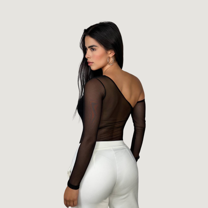 One-Shoulder Mesh Bodysuit