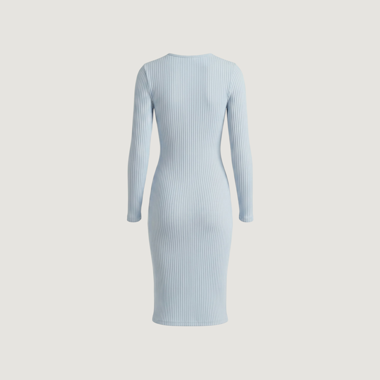 Ribbed Long Sleeve Dress with Slit
