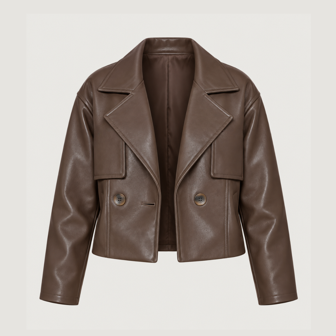 Brown Faux Leather-Tortoiseshell Buttons