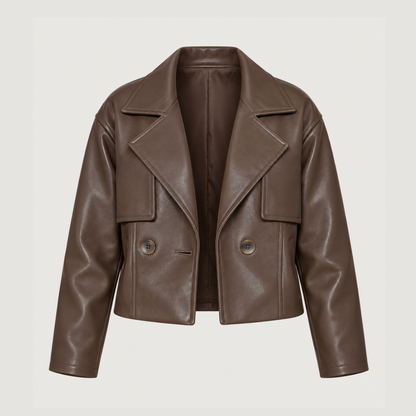 Brown Faux Leather-Tortoiseshell Buttons