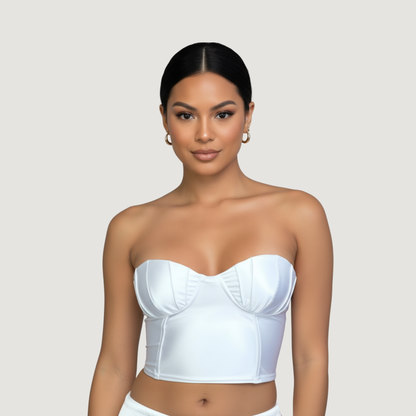 Corset Top with Glossy Spandex Fabric