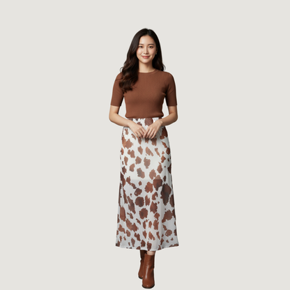 Mesh A-Line Animal Print Skirt