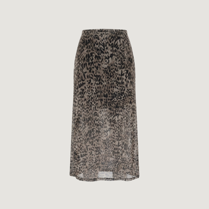 Mesh A-Line Animal Print Skirt