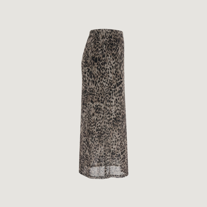 Mesh A-Line Animal Print Skirt