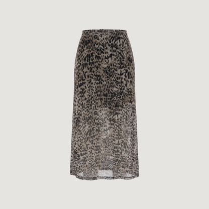 Mesh A-Line Animal Print Skirt