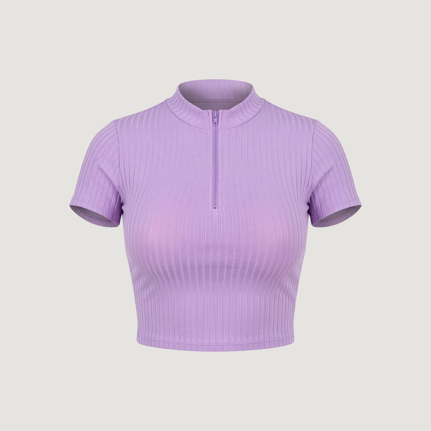Workout Tops - Mock Neck - Front Zipper