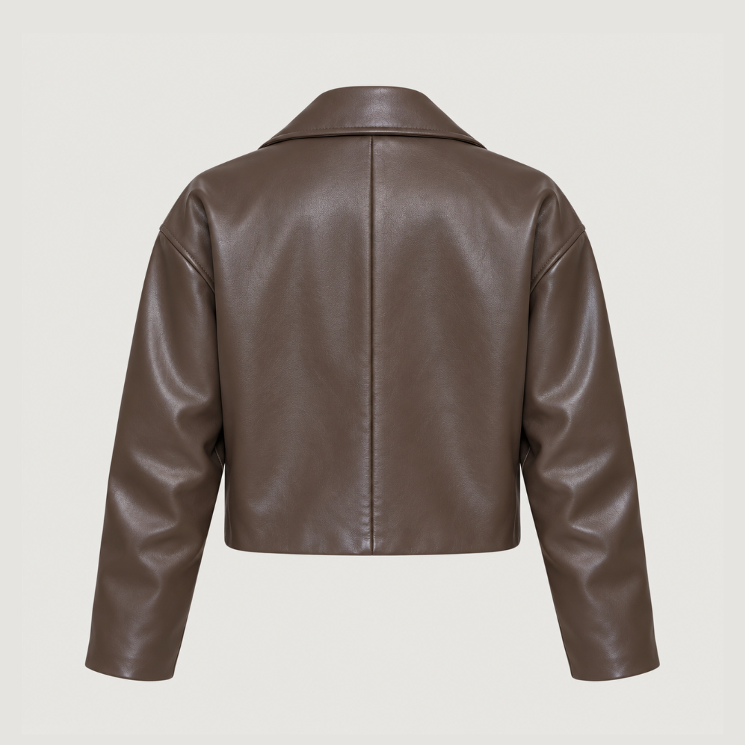 Brown Faux Leather-Tortoiseshell Buttons