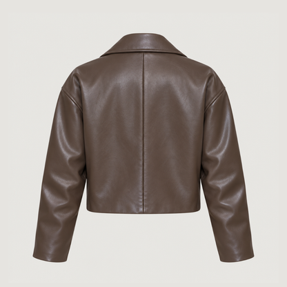 Brown Faux Leather-Tortoiseshell Buttons