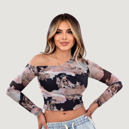 Long Sleeve Blouse Top - Asymmetric