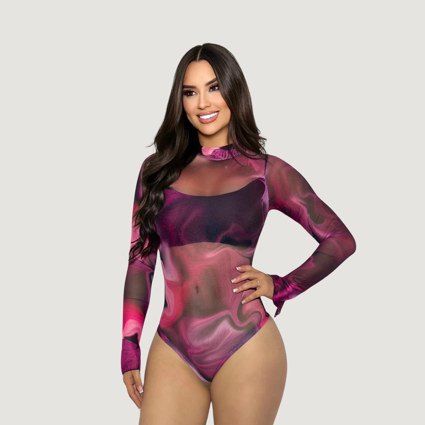 Bodysuits For Women - Mesh Bell Sleeves