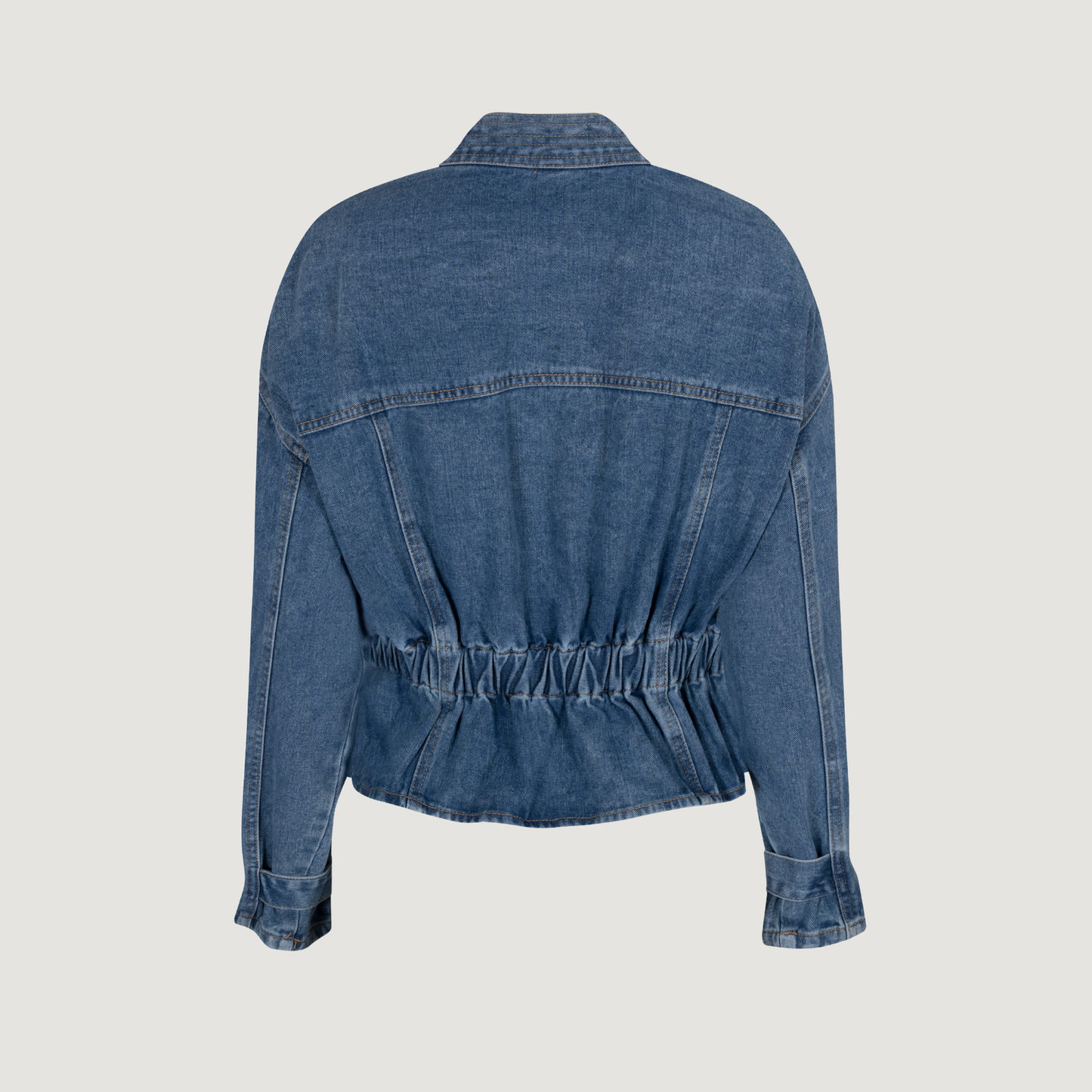 Elastic Waist Denim Jacket, Stylish