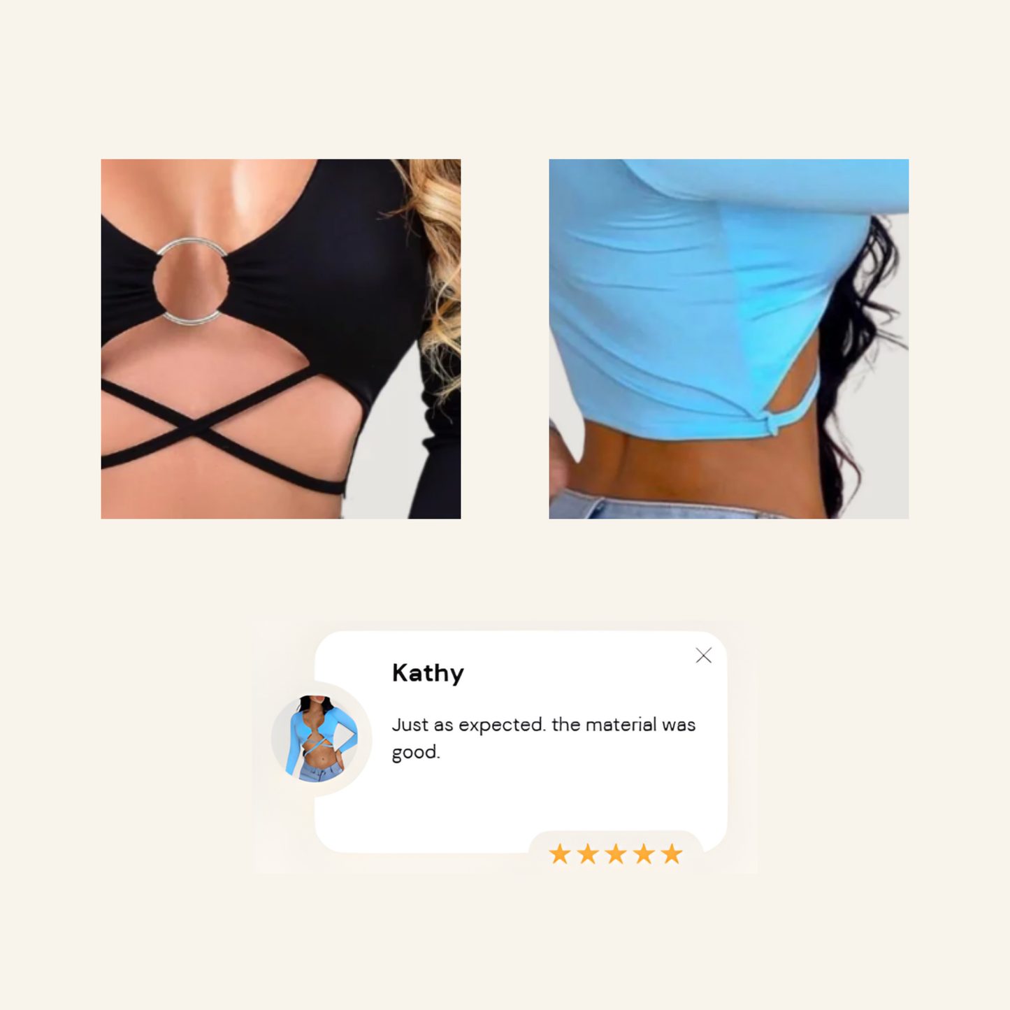 Long Sleeve Crop Top - Open Neckline