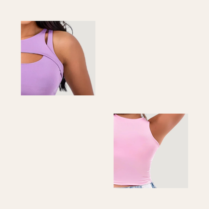 Cut Out Crop Top with Spandex Material