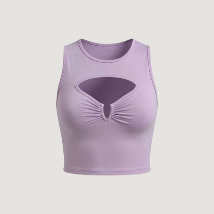 Cut Out Top with Metallic Neckline Accent