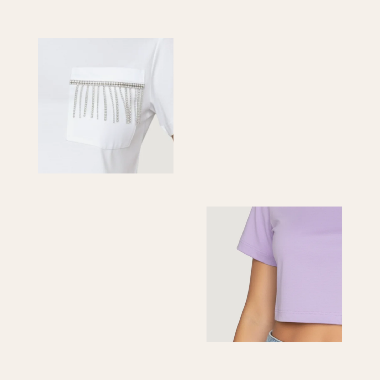 T-Shirt Crop Top - Loose Fit - Chain Detail..
