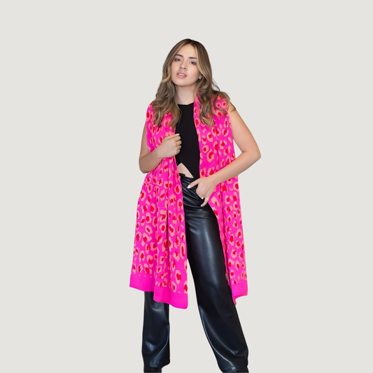 Bold Animal Print Knit Scarf