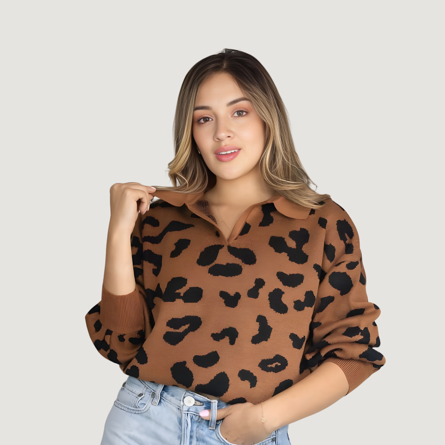 Animal Print Knit Sweater