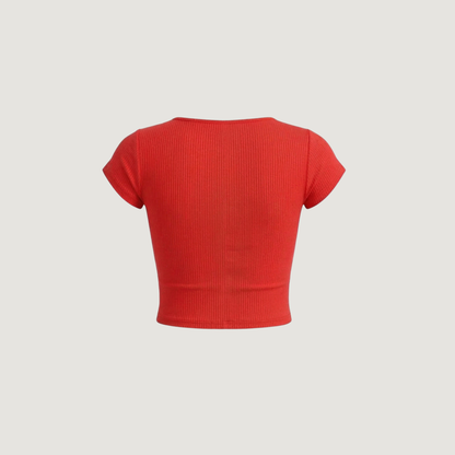 Criss Cross Crop Top with Lace-Up Neckline