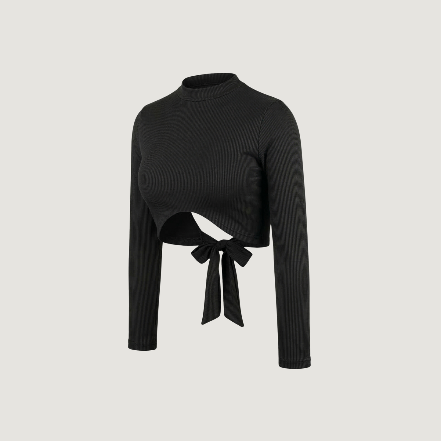Ribbed Backless Long Sleeve Top..