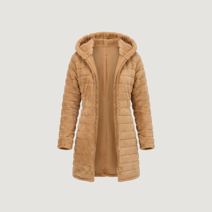 Faux Fur Coat Women-Zippered-Hooded
