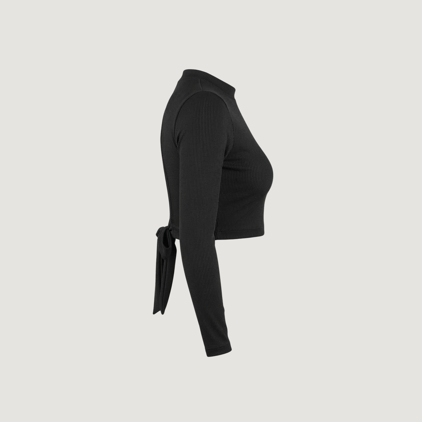 Ribbed Backless Long Sleeve Top..