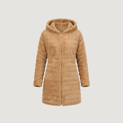 Faux Fur Coat Women-Zippered-Hooded