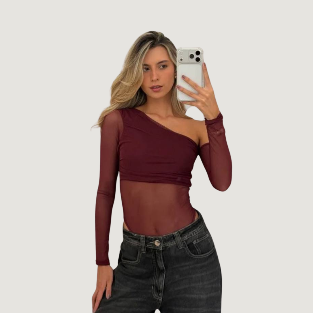 One-Shoulder Mesh Bodysuit