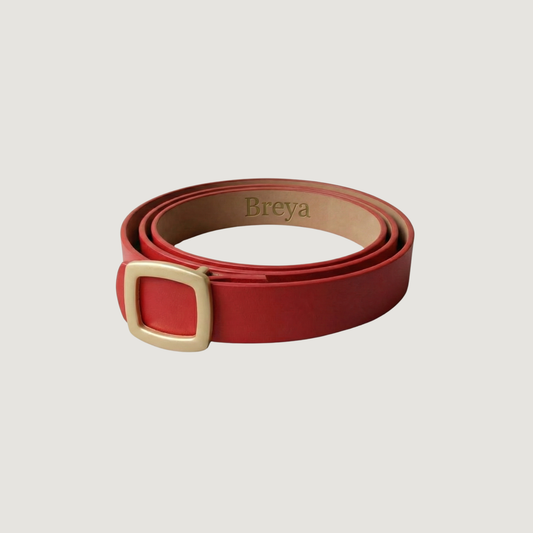 Red Belt with Matte Gold Buckle