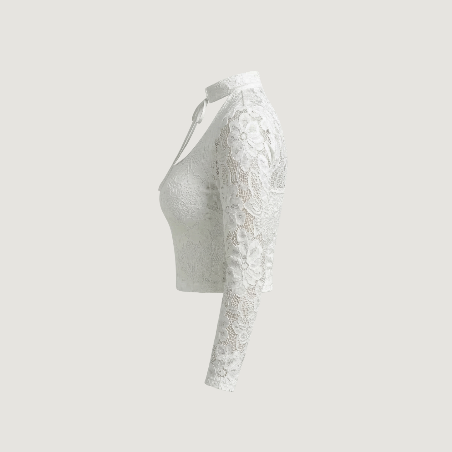 Stretch Lace Top with Sexy Cut-Outs and Long Sleeves for Women..