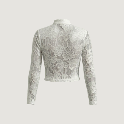 Stretch Lace Top with Sexy Cut-Outs and Long Sleeves for Women..