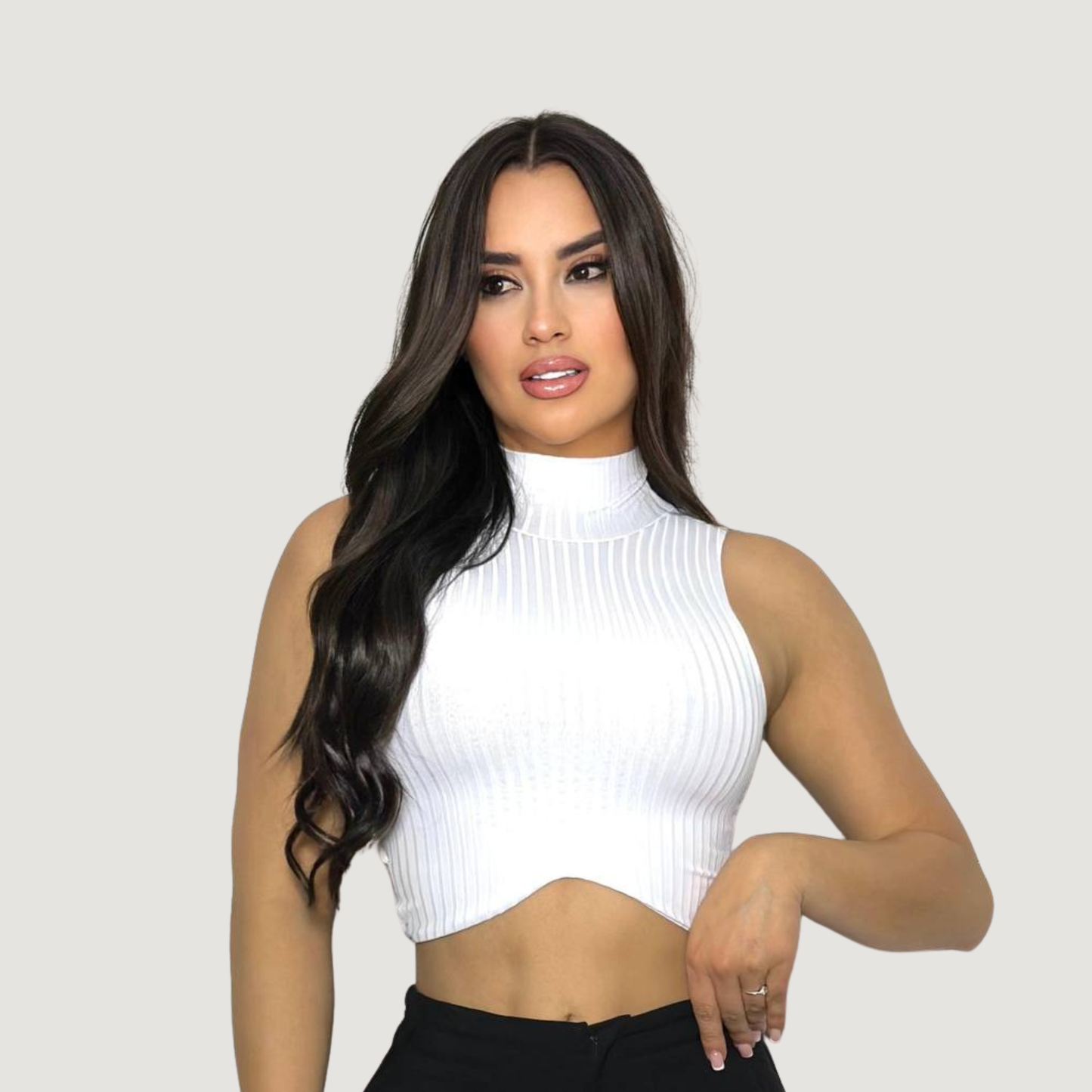 High Neck Tank Top - Chic Style