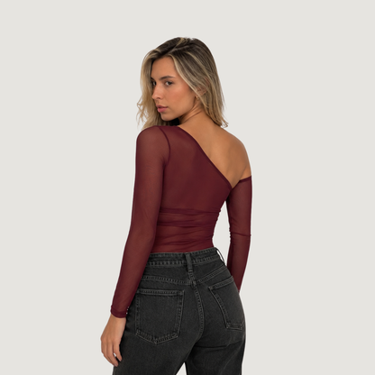 One-Shoulder Mesh Bodysuit