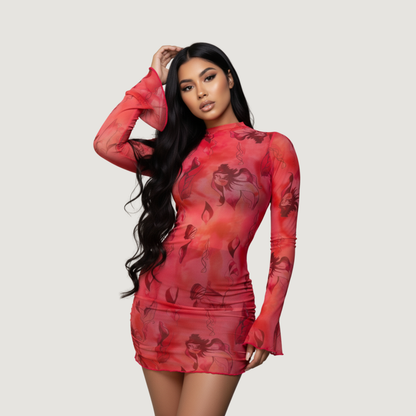 Mesh Dress with Spandex Fit..