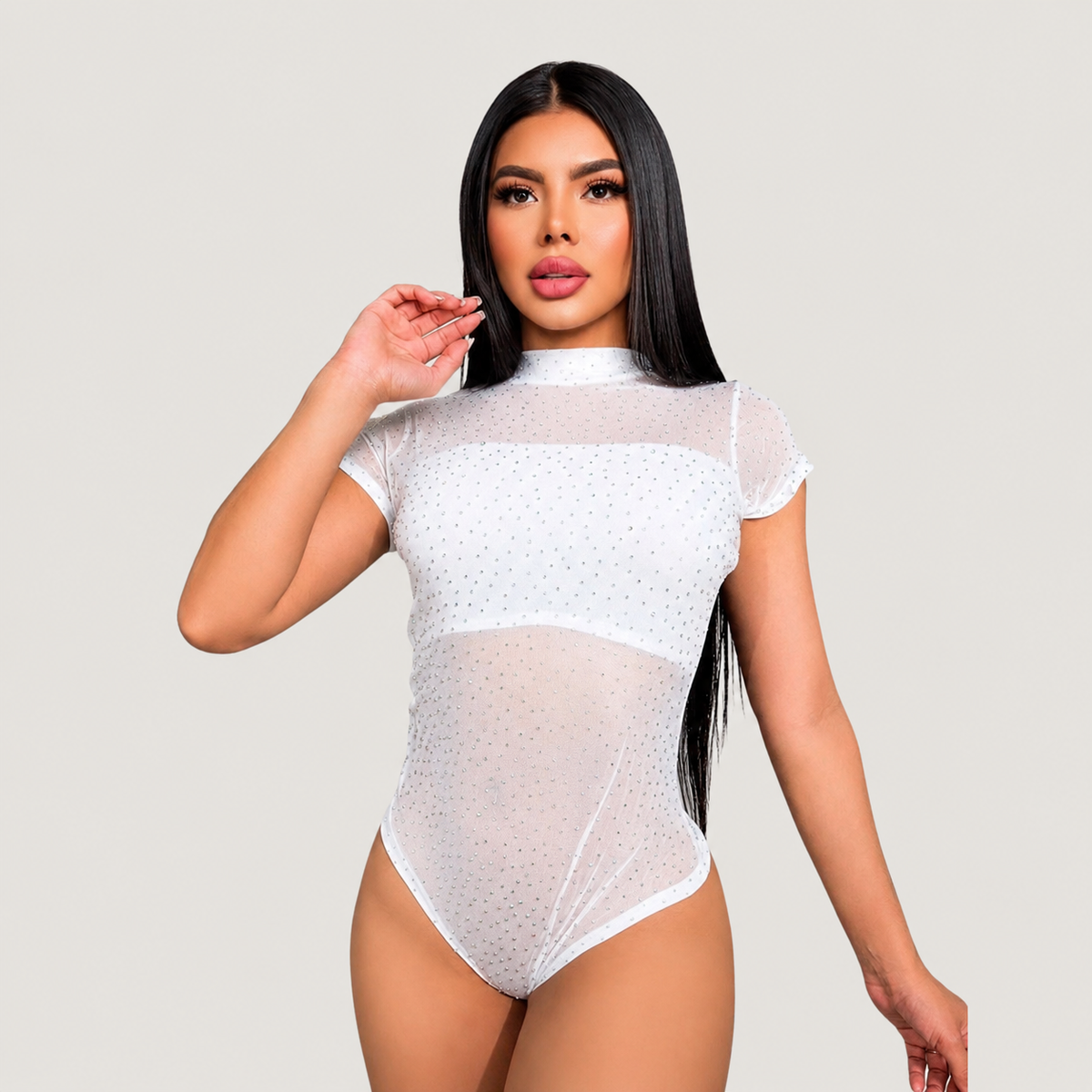 Sparkly Rhinestone Mesh Bodysuit