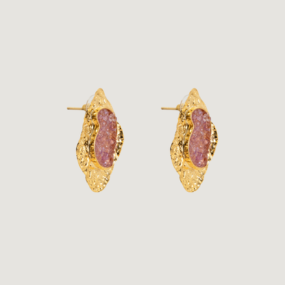 Bold Pink Druzy  Earrings