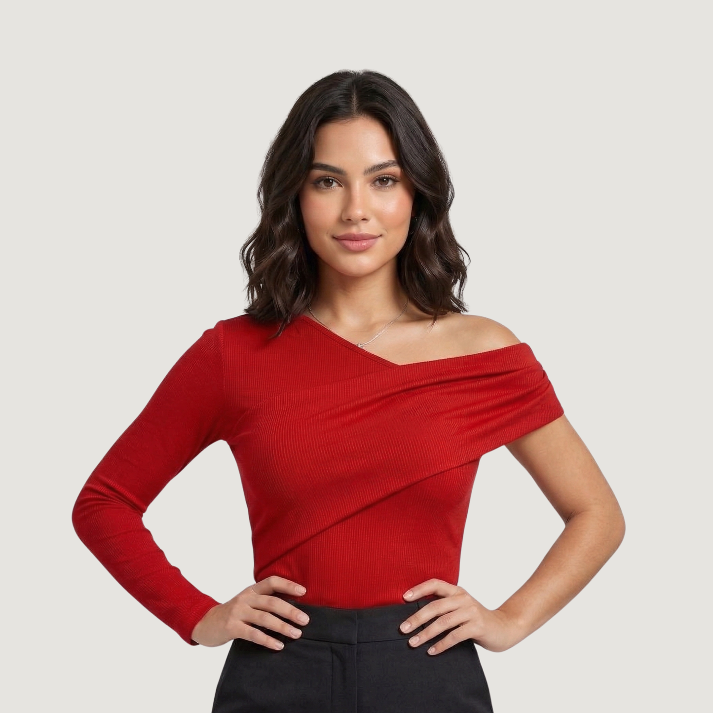 Wrap Front Ribbed Top
