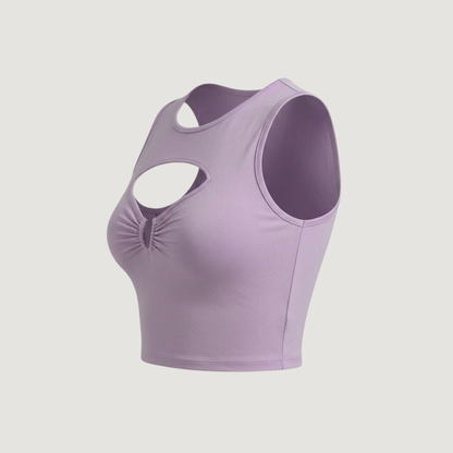 Cut Out Top with Metallic Neckline Accent