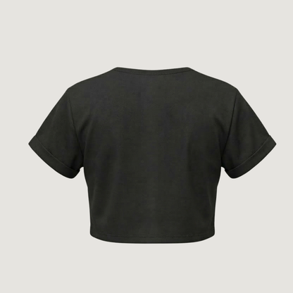 T-Shirt Crop Top - Loose Fit - Chain Detail..