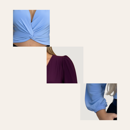 Puffed Sleeve Twist-Front Wrap
