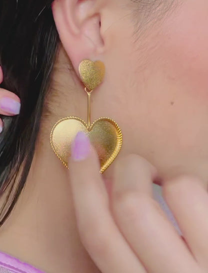 Heart-Shaped Earrings with Double Hearts