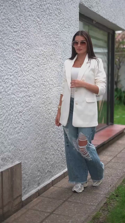 Chic Tailored Longline Suede Blazer