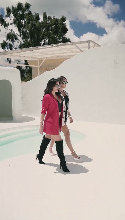 Black Blazer – Elegant Crepe, Gold Button